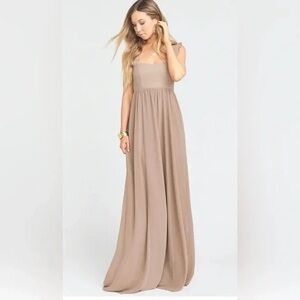 NWT Show Me Your Mumu Emily Empire Maxi Dress Soft Beige Chiffon Size M